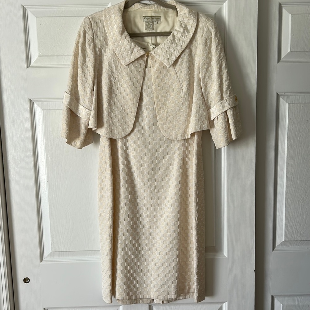 Cream midi dress with matching coat